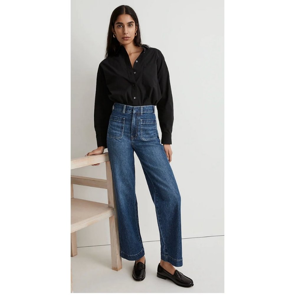 Madewell $138 Perfect Wide Leg Jean Keller Wash Size 27 NJ251